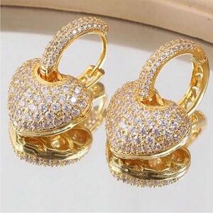 Anthropologie Gold Heart Earrings